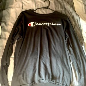 Champion Long Sleeve T-Shirt (Size Medium) -Navy Blue